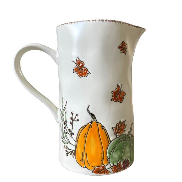 ELI +ANA Ceramic Pumpkin Pitcher 50oz SADDLEBROOK FARMS Fall Thanksgiving New - Picture 1 of 14